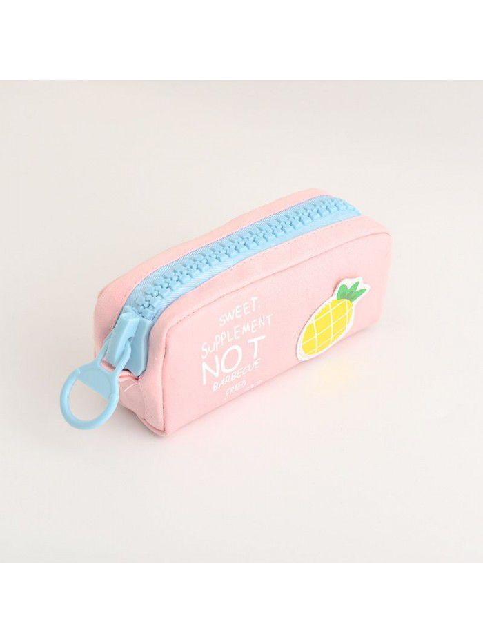 Creative stationery fruit large zipper canvas pencil bag student large capacity storage pencil bag office supplies